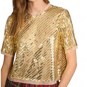 NEW HUNTER BELL pixie top in gold sequin